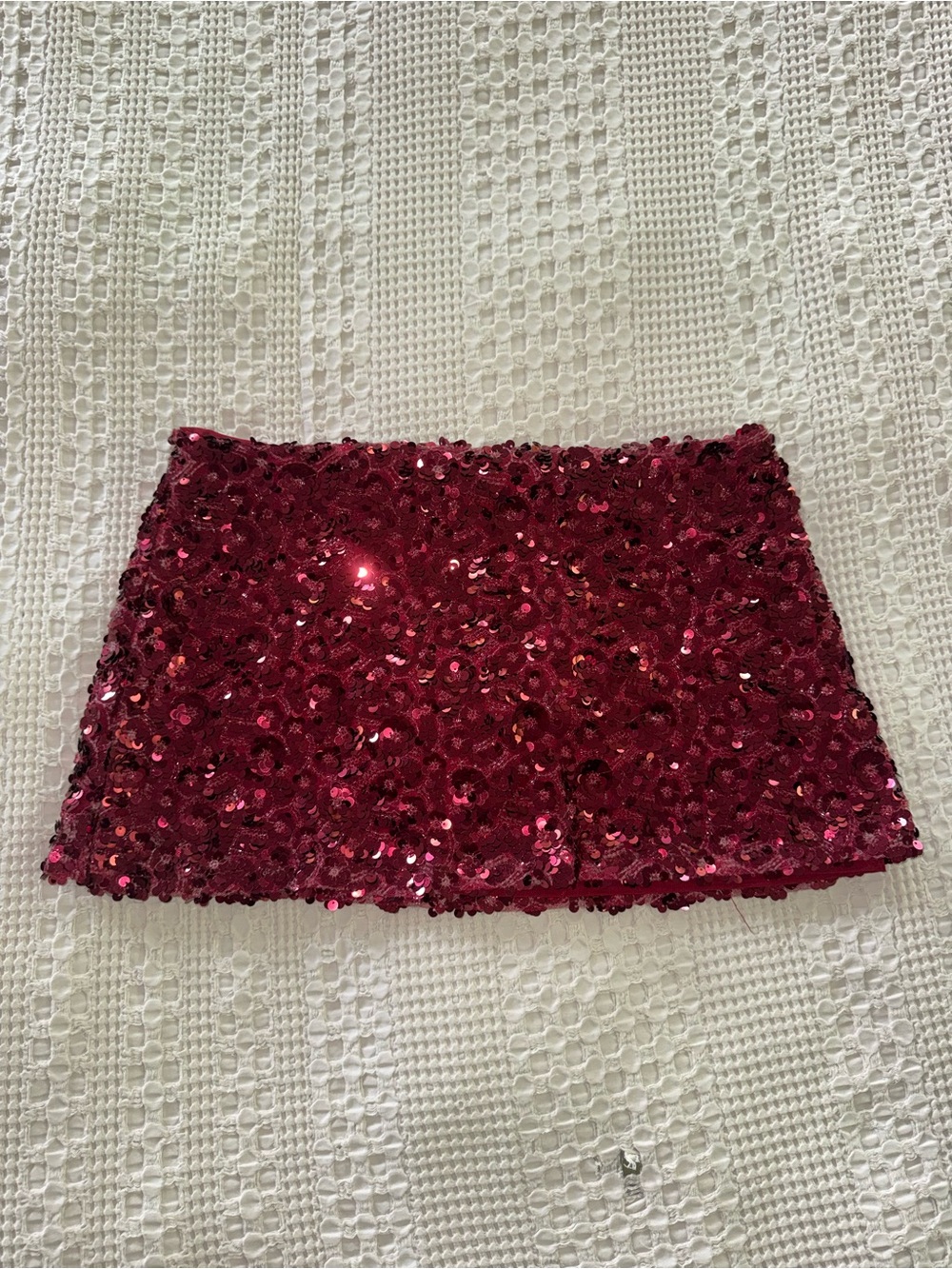 White Fox Sequined Mini Skirt